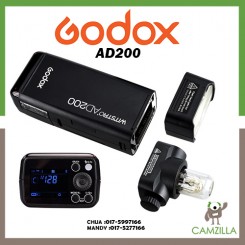 Godox AD200 200Ws 2.4G TTL Flash Strobe 1/8000 HSS Cordless Monolight with 2900mAh Lithium Battery o Cover 500 Full Power Shots and Recycle In 0.01-2.1 Sec
